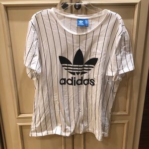 Adidas Size Large White T-Shirt with Adidas Logo